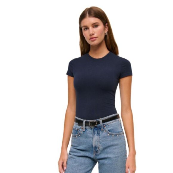 Abercrombie & Fitch Tops - Abercrombie & Fitch Short-Sleeve Cotton-Blend Seamless Fabric Crew Bodysuit